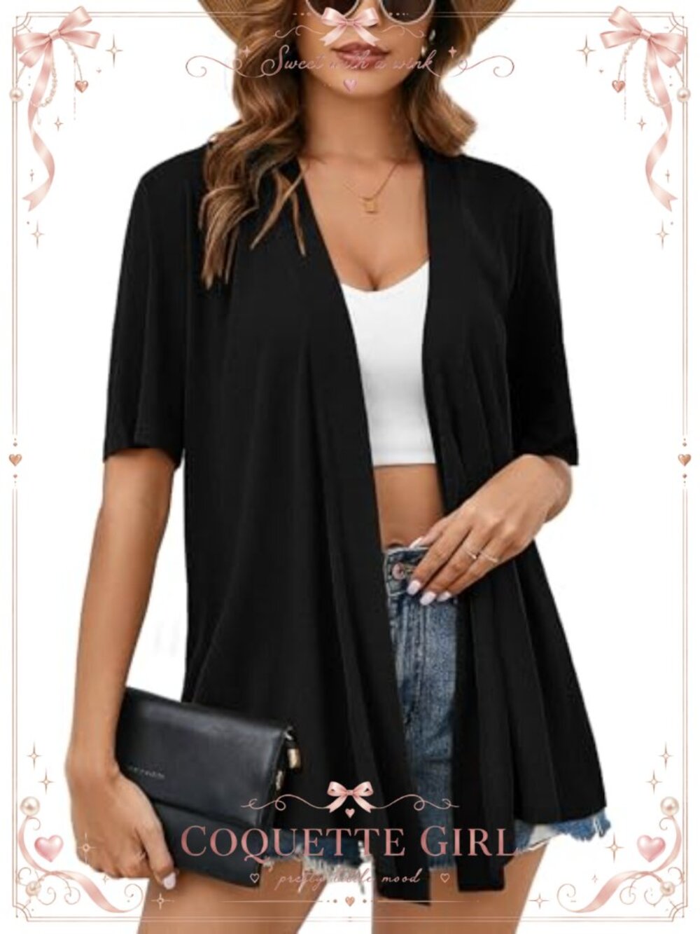 Womens Lightweight Open Front Cardigan Short Sleeve Loose Kimono Cover Up